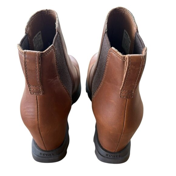 Sorel Brown Leather Chelsea Ankle Boots Womens 9.5 Wide Slip On - Picture 5 of 11